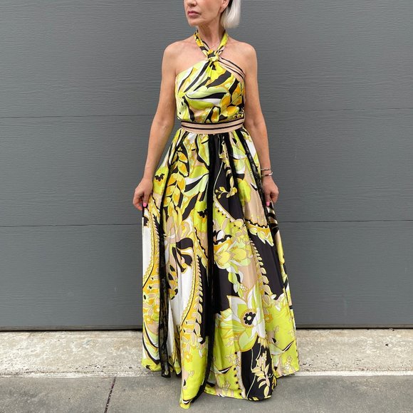 NWT ANNARITA N Made in Italy Long V-strap dress - Picture 8 of 16